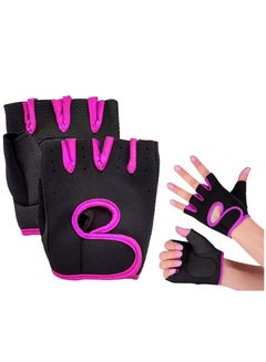 Buy Half Finger Gloves For GYM Exercise, Weightlifting And Cycling Size XL, Black/Pink in Egypt