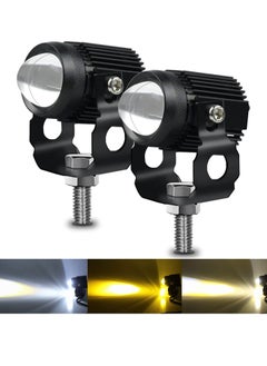 Buy Motorcycle Driving Light LED High Low Beam Yellow White Fog Light 3 Modes Adjustable Bracket IP67 Waterproof 60W 3575SMD DC 9-30V Work Lamp Compatible with Tractor Truck Car SUV 2Pcs Black in UAE