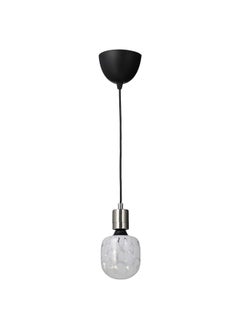 Buy Pendant Lamp With Light Bulb Nickel Plated Tube Shaped White Clear Glass in Saudi Arabia