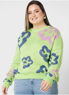 Buy Printed Crew Neck Sweater in UAE