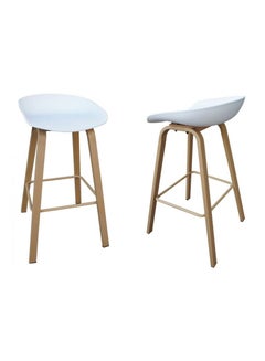 Buy Ultimate Eames Style Seat Height Bar Stool - White (Set of 2) in UAE