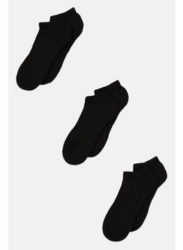 Buy Men 3 Pairs Solid Ankle Sport Socks, Black in UAE