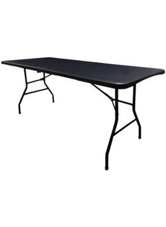 Buy Multi-Functional Adjustable Folding Table with Carrying Handle, Portable Plastic | Picnic | Party | BBQ | Catering Buffet | Camping Table Indoor Outdoor | 180 * 74 * 74Cm | BLACK in UAE