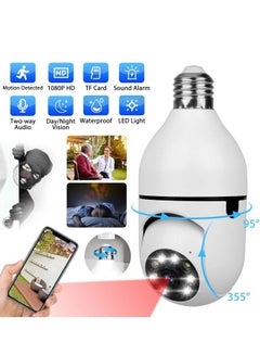 Buy 1080P WiFi Home Security Bulb Light Camera E27 Wireless Surveillance Video IP Camera 360 Degree Panoramic Baby Pet CCTV Monitor with Night Vision Two-Way Audio Motion Detection in Saudi Arabia
