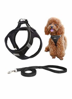 Buy Step-in Air Dog Harness and Leash No Pull, Reflective and Breathable Pet Harness, Adjustable Comfortable Soft Padded Vest Harness Easy Control for Puppy Small Medium Dogs Cats, Black M in UAE