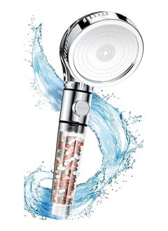 اشتري High Pressure Filtered Shower Head For Hard Water And Filtering Impurities Hand Held Shower Head With Filter Balls Shower Hose Holder And Ptfe Tape For Dry Skin And Body Spa, Silver في الامارات