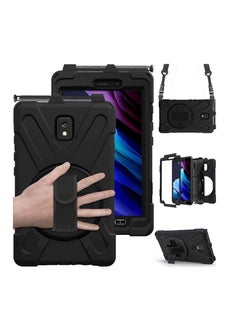 اشتري Galaxy Tab Active 3 8.0 Case T570/T575/T577, Heavy Duty Shockproof Impact Resistant Drop Resistant Rugged Protective Case with Rotating Stand, Handle Hand Strap Shoulder Strap, Black في الامارات