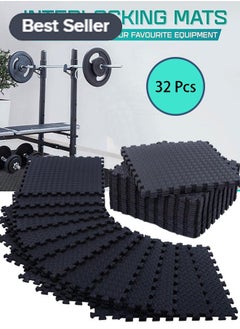 Buy Gym Flooring EVA Foam Floor 32 Pcs for Home Gym Interlocking Exercise Mat Tiles for Home Gym Exercise EVA Foam Floor Padding with Border for Workout Equipment Floor Padding for Kids Baby Play Mat in Saudi Arabia