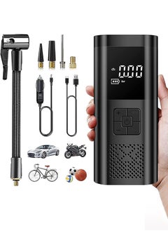 اشتري Portable Air Compressor Tire Inflator Pump,150 PSI Electric Air Pump with LCD Dual Screen for Car,Motor,Bike,Ball,6000mAh,Black في السعودية