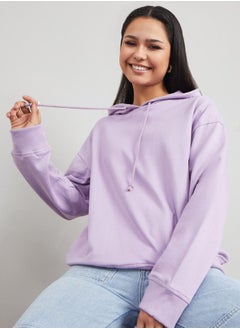 Buy Solid Drop Shoulder Hoodie in Saudi Arabia