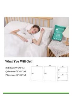 اشتري Disposable Travel Bed Sheet Set With 1 Quilt Cover 1 Fitted Sheet And 2 Pillowcases (Double Bed) في الامارات