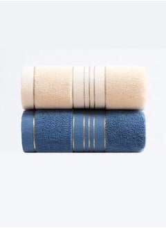 Buy 2 Pieces Set - Luxury Soft Large Bath Towels 100% Cotton 400 GSM for Bathroom and Hotel 70x140cm (1pc Light Ivory + 1pc Lake Blue) in UAE