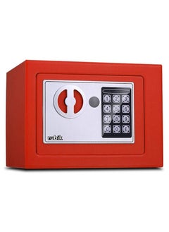 اشتري Mini Electronic Digital Security Safe Deposit Box With Electronic Keypad Lock and Physical Key For Home Office Hotel Jewelry Passport Watches Cash Storage (Red) في الامارات