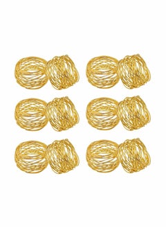 اشتري Gold Mesh Metal Napkin Ring Holders Set of 12 for Dining Anniversary Birthday Candlelight Dinner Holiday Party of Table Setting Table Decoration Wedding Dining Table Decoration Setting في السعودية