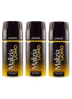 Buy Malizia Uomo Amber body Spray 150ml (Pack of 3) in UAE