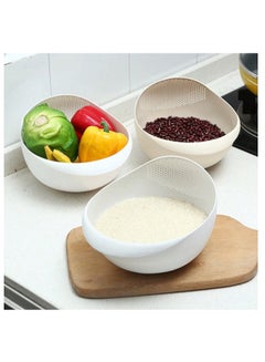 Buy Rice strainer, rice washing bowl, colander, fruit and vegetable washing bowl White in Saudi Arabia
