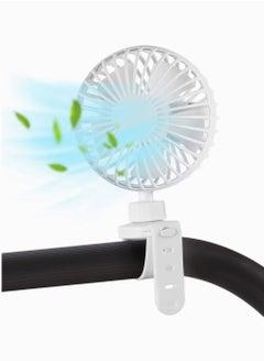 اشتري Clip Fan, SYOSI Battery Operated Fans Portable Mini Handheld with Battery Powered and Flexible Silicon Strap, 3 Speeds Personal Fan for Car Seat, Bike or Camping (White) في السعودية