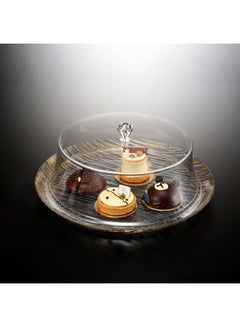Buy Acrylic Round Cake Serving Set Golden 39 cm in UAE