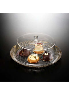 Buy Acrylic Round Cake Serving Set Golden 39 cm in UAE