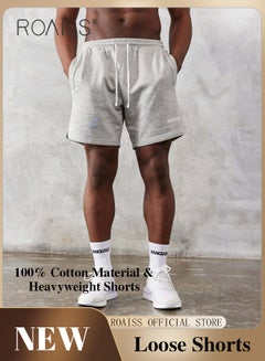 Buy Gym Drawstring High Waist Loose Shorts for Men Casual Breathable Sweat Short Pants with Pockets Five Point Pants for Sports in Saudi Arabia
