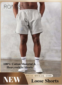 Buy Gym Drawstring High Waist Loose Shorts for Men Casual Breathable Sweat Short Pants with Pockets Five Point Pants for Sports in UAE