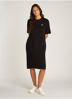 Buy Women's T-Shirt Dress, Black - Cotton in Saudi Arabia