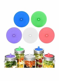 اشتري Silicone Fermenting Lids, Waterless Airlock Fermentation Jar Premium Wide Mouth Fermenter Cap, Suitable for Pickles, and Fermented Probiotic Food (5 Pcs) في السعودية