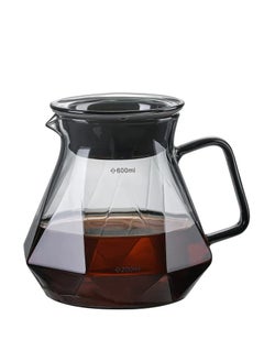 Buy 600ml Coffee Kettle Heat Resistant Coffee Sharing Pot Transparent Black Glass in Saudi Arabia