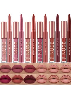 اشتري 6 Matte Lipstick with 6 Lipliners Durable Lip Gloss Long-Lasting Non-Stick Cup Not Fade Waterproof High Pigmented Velvet Lipgloss Kit Beauty Cosmetics Makeup Gift for Girls(12PCS) في الامارات