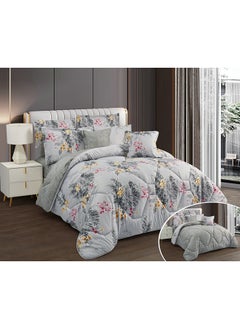 Buy Horse comforter set with durable and soft fabric two sides with a floral pattern 4 pieces single size in Saudi Arabia