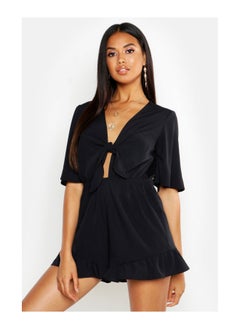 Buy Ruffle Hem Knot Front Playsuit in UAE