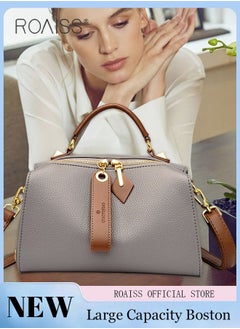 اشتري Women's New Fashion Bags Soft Leather Simple Classic Crossbody Bag Double Layer Compartment Zippers Closure Handbag Boston Bag في الامارات