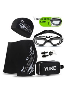 Buy Men's Swimming Set Trunks Glasses Cap Carry Bag Plus Size Swimwear Suit in Saudi Arabia