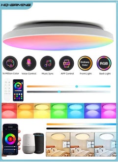 اشتري مصباح سقف ذكي بقدرة 30 سم 24 واط، مصباح سقف RGB Wifi ذكي، متوافق مع Alexa Google Home، مصابيح LED مثبتة على السقف مع ريموت وتحكم بالتطبيق، مصباح سقف متغير اللون لغرفة النوم المطبخ في السعودية