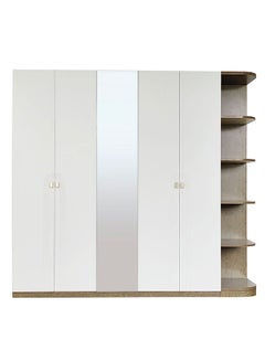 Buy Eliza 5 Door Wardrobe Closet For Hanging Clothes Modern Design Space Saving Cabinets For Bedroom 237.3x59.5x220cm Matte White/Oak in UAE