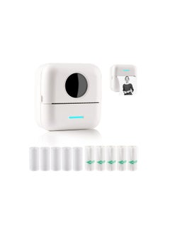 Buy Mini Sticker Printer, Portable Printer with Sticker, Bluetooth Smart Pocket Inkless Printer, Wireless Printer, with 10 Rolls Thermal Paper and Sticker, Receipt Printer for Photo Journal Notes Memo in UAE