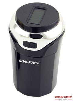 Buy Car Ashtray  Portable with Blue Cold Light Indicator With Solar Powered For Vehicle Home And Office Silver in UAE