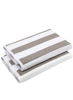 Buy Two Stripes Towel 100% Cotton , 2 Pool Brown Stripe , 70 X 180cm in Egypt