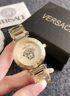 Buy Versace cubic zirconia classic women's fashionable quartz watch 32mm stainless steel strap in Saudi Arabia