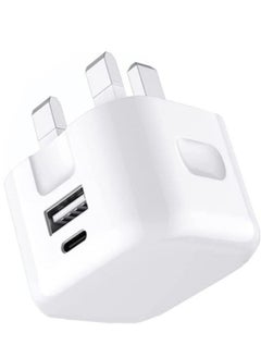 Buy Charger, 20W Dual Port USB & USB C Charger Plug Type C PD Charging Adapter Fast Charge Travel Fast Charging Power Adapter Phone Charger Plug For Nokia G50 (WHITE) in UAE