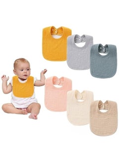 Buy Solid Muslin Baby Drool Bibs Set for Unisex Boys Girls 6 Pack Cotton Adjustable Feeding Bibs For Baby Teething Drooling in UAE