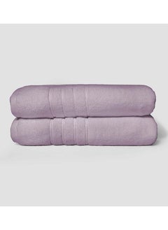 Buy 2 Pieces Bath / Sheet / Pool Towel by La'Marvel, Lilac 600 GSM 100% Cotton Plux Towels in Saudi Arabia