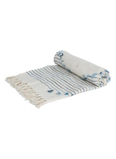 Buy Macey Cotton Throw, White & French Blue – 152x127 cm in UAE