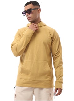 Buy Mustard Long Hoodie with Kangaroo Pocket in Egypt