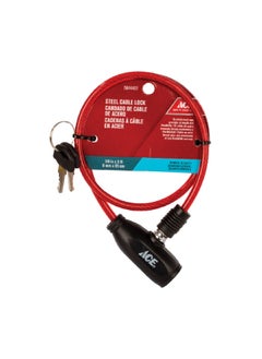 Buy Bicycle Cable Lock Red and Black 6 mm x 65 cm HC81101 in Saudi Arabia