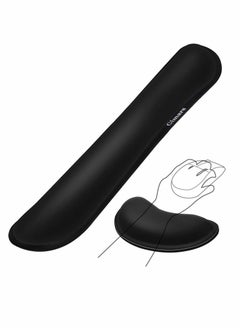 اشتري Gimars Upgrade Enlarge Gel Memory Foam Set Keyboard Wrist Rest Pad, Mouse Wrist Cushion Support for Office, Computer, Laptop, Mac, Comfortable, Lightweight for Easy Typing Pain Relief, Black في السعودية