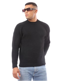 Buy Knitted Black Acrylic Mock Neck Pullover in Egypt