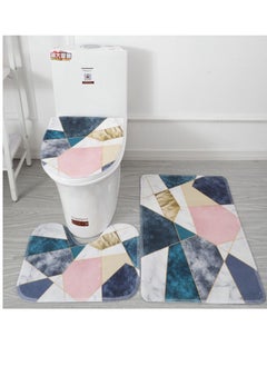 Buy Non-Slip Bath Mat Set, Beach Shell Pattern Microfiber Rugs, Bath Mat Set and Toilet Mat, Absorbent Floor Rugs, 3 Piece in UAE