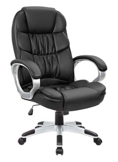 اشتري Mahmayi Office Chair High Back Computer Desk Chair, PU Leather Adjustable Height Modern Executive Chair with Padded Armrests and Lumbar Support - Black في الامارات