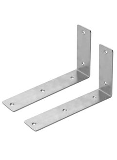 Buy Shelf Brackets 7 inch - 2pcs Heavy Duty L Shaped 90-Degree Right Angle Corner Brace Joint Brackets for Table Bench Space Saving DIY - Silver in UAE